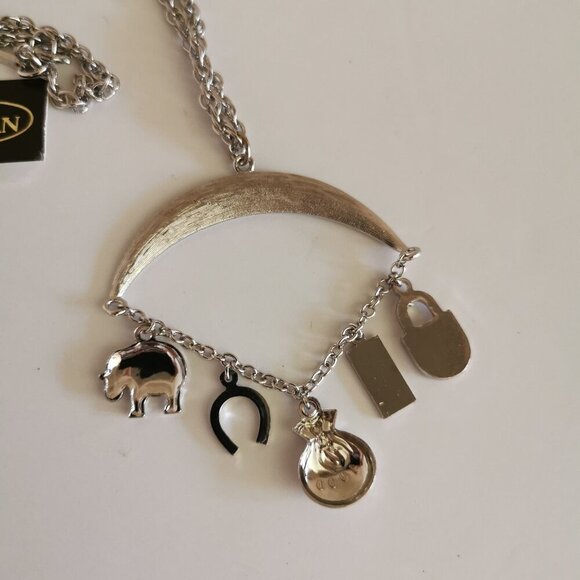 Good Luck Charms Necklace Silver Pendant D'Orlan 90s Lucky Dangles 24" Chain - Picture 6 of 8